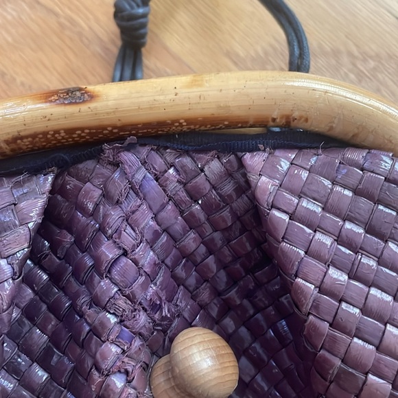 Vintage Neiman Marcus purple Straw Crossbody Bag - Picture 14 of 16